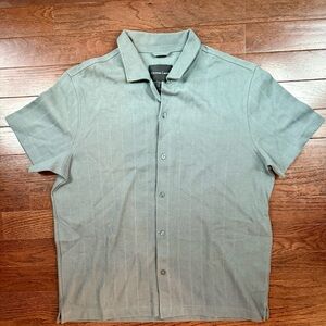 Christian Lacroix Knit Button Shirt XL Sage Green Pinstripe Soft  Quiet Luxury